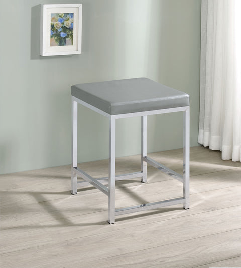 Wright Upholstered Square Padded Cushion Vanity StoolLight Grey