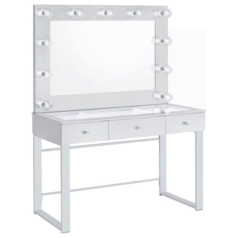 Wright 3-drawer Vanity Set with Lighting Chrome and WhiteChrome