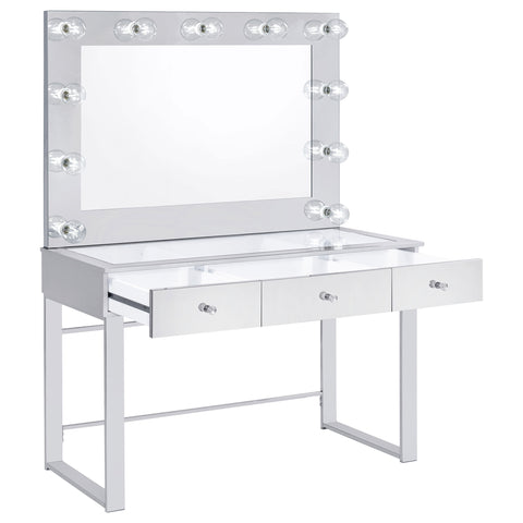 Wright 3-drawer Vanity Set with Lighting Chrome and WhiteChrome