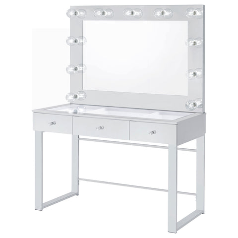 Wright 3-drawer Vanity Set with Lighting Chrome and WhiteChrome