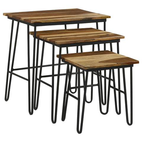 Raleigh 3-piece Solid Sheesham Wood Nesting Tables NaturalNatural