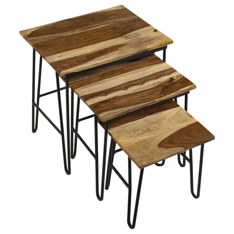 Raleigh 3-piece Solid Sheesham Wood Nesting Tables NaturalNatural