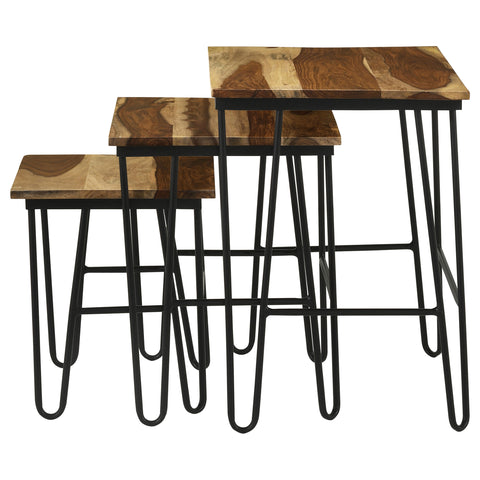 Raleigh 3-piece Solid Sheesham Wood Nesting Tables NaturalNatural
