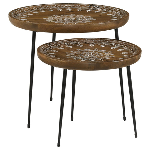 Lakeview 2-piece Round Mango Wood Nesting Tables HoneyHoney