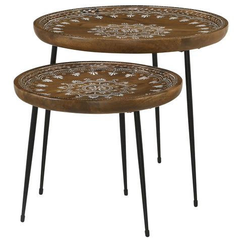 Lakeview 2-piece Round Mango Wood Nesting Tables HoneyHoney