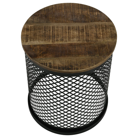 Baxter Round Drum Base Accent Side Table Natural and BlackBlack