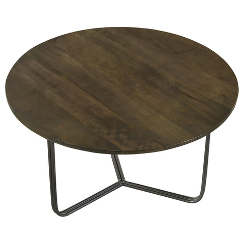 Cardella Round Mango Wood Coffee Table Natural and GunmetalNatural