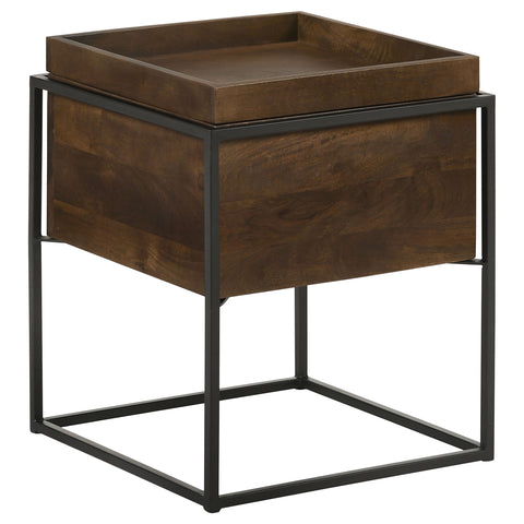 Esme Square Accent Side Table Removable Tray Dark BrownDark Brown