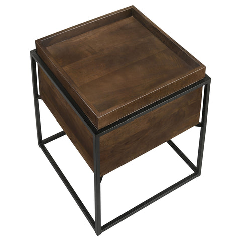 Esme Square Accent Side Table Removable Tray Dark BrownDark Brown