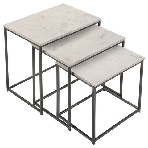 Acton 3-piece Marble Top Nesting Table Set WhiteWhite Marble
