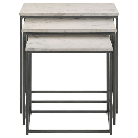 Acton 3-piece Marble Top Nesting Table Set WhiteWhite Marble