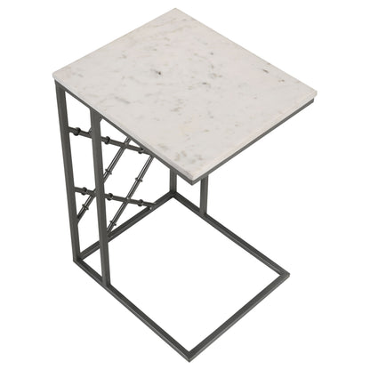 Kenzo Marble Top C-Shape Sofa Side Table GunmetalGunmetal