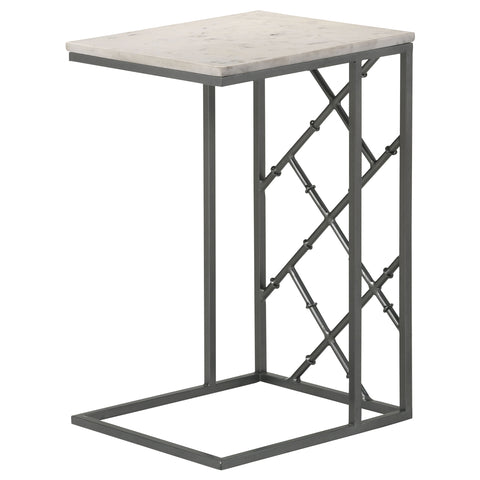 Kenzo Marble Top C-Shape Sofa Side Table GunmetalGunmetal
