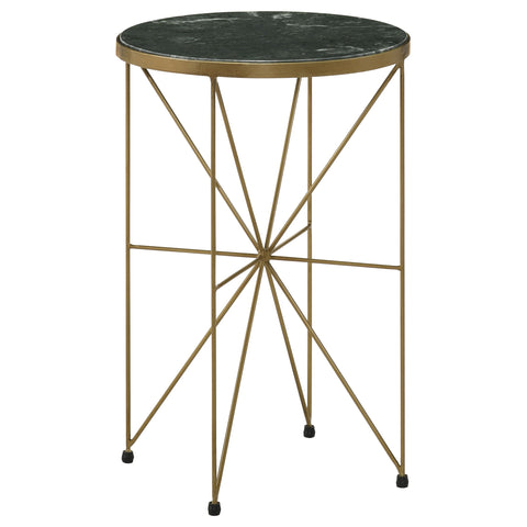 Poppy Round Green Marble Top Accent Side Table Antique GoldGreen Marble