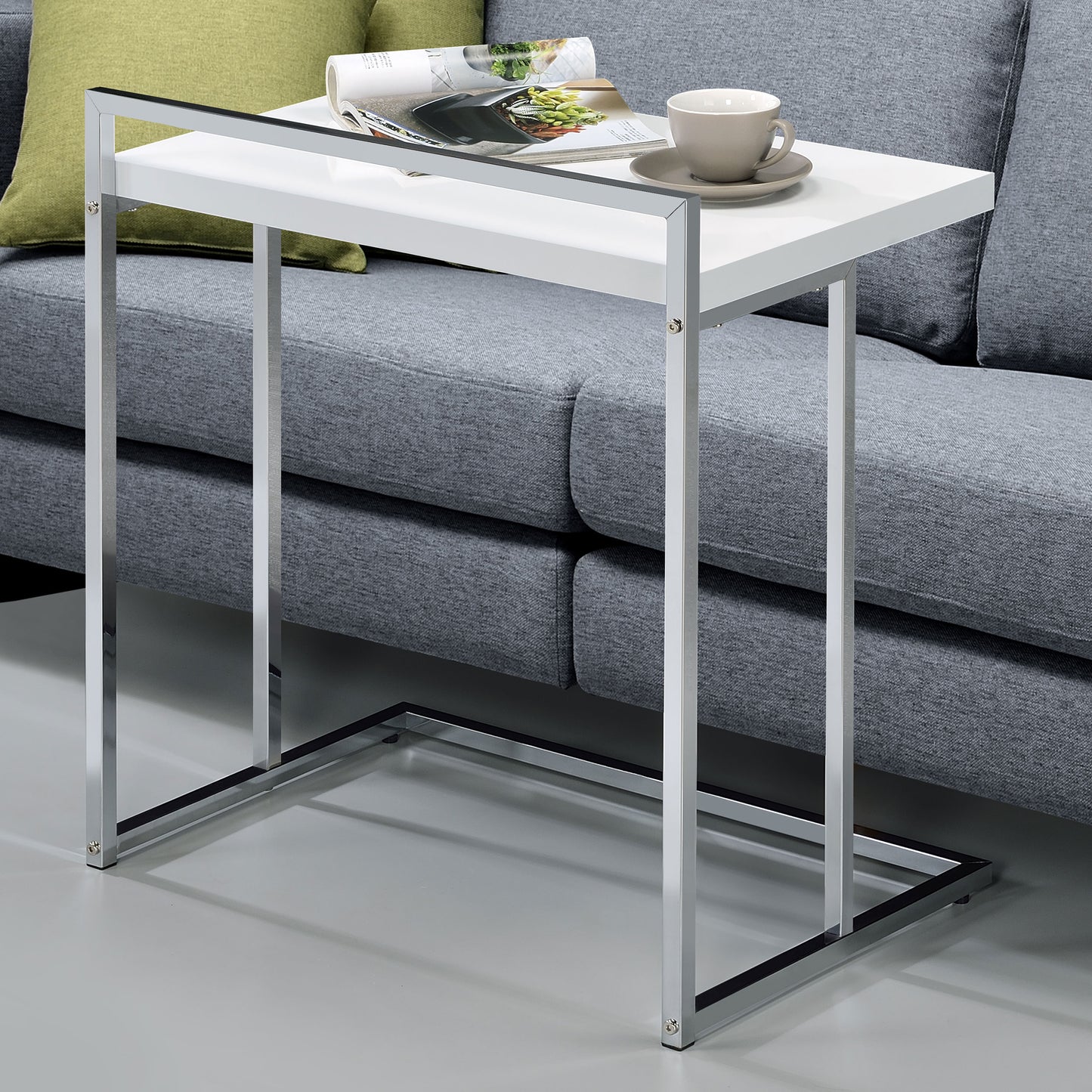 abbott rectangular c-shaped sofa side table white high glosswhite high gloss