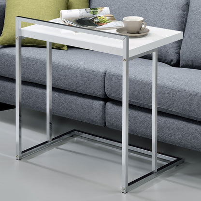 Abbott Rectangular C-Shaped Sofa Side Table White High GlossWhite High Gloss