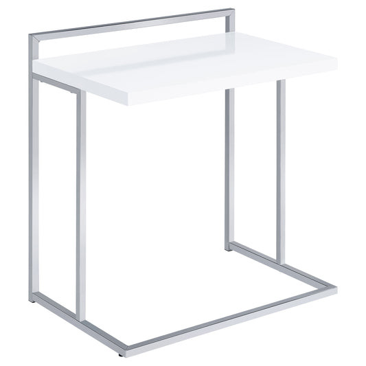 Abbott Rectangular C-Shaped Sofa Side Table White High GlossWhite High Gloss