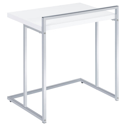 Abbott Rectangular C-Shaped Sofa Side Table White High GlossWhite High Gloss