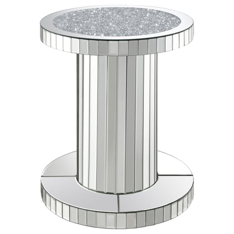 Grimma Round Mirrored Acrylic Crystal Side Table SilverMirror