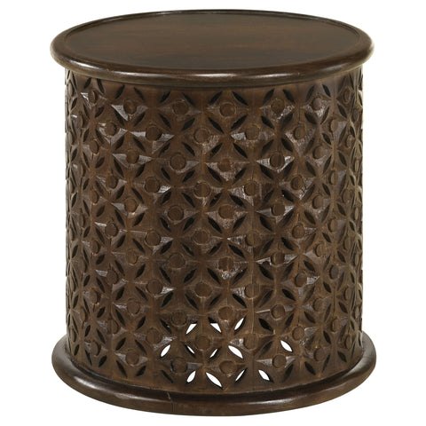 Hartshill 18-inch Round Mango Wood Side Table Dark BrownDark Brown Mango