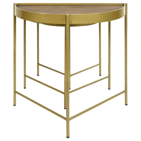 Hobson 3-Piece Demilune Nesting Table Brown and GoldBrown