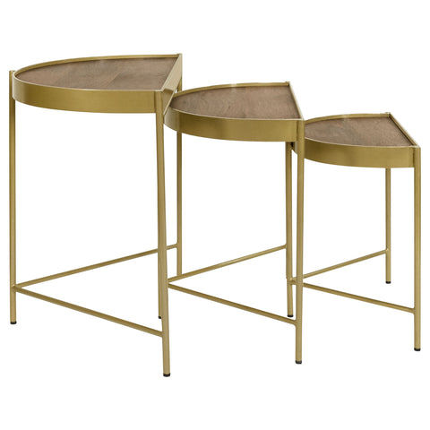 Hobson 3-Piece Demilune Nesting Table Brown and GoldBrown