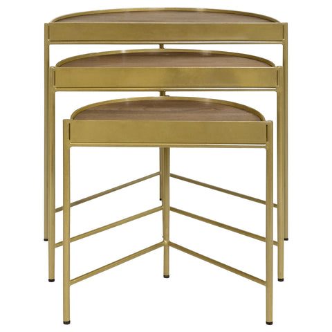 Hobson 3-Piece Demilune Nesting Table Brown and GoldBrown