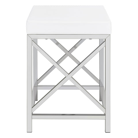 Cavelle Vanity Set with Lighting & Stool White and ChromeWhite