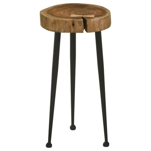 Joey Round Solid Tree Trunk Side Table Natural and BlackNatural