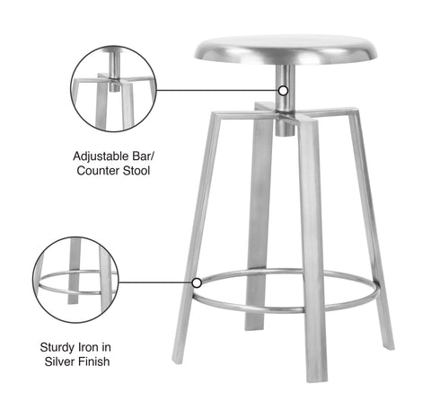Palladium Silver Iron Counter/Bar Stool Silver