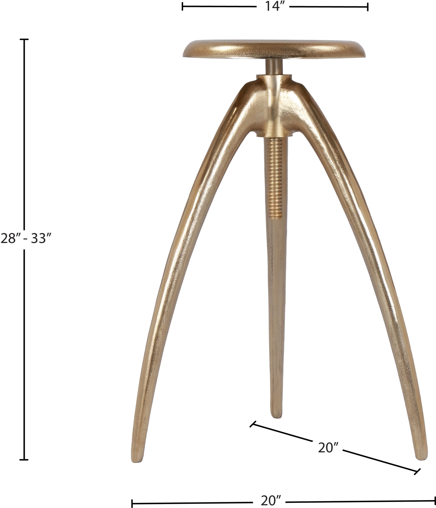 aritzia gold aluminum counter/bar stool gold