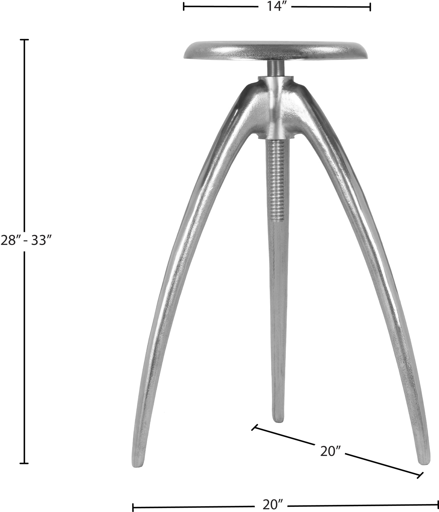 aritzia silver aluminum counter/bar stool silver