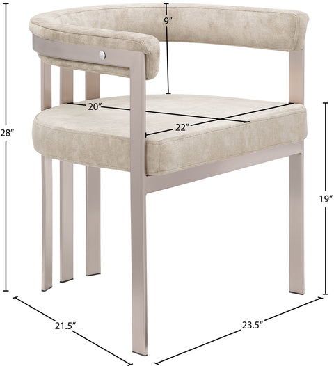 Giselle Beige Stone Velvet Upholstered Dining Chair, 2-Piece