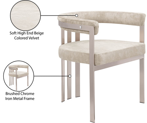 Giselle Beige Stone Velvet Upholstered Dining Chair, 2-Piece