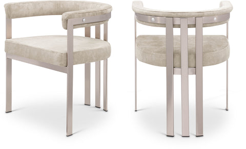 Giselle Beige Stone Velvet Upholstered Dining Chair, 2-Piece