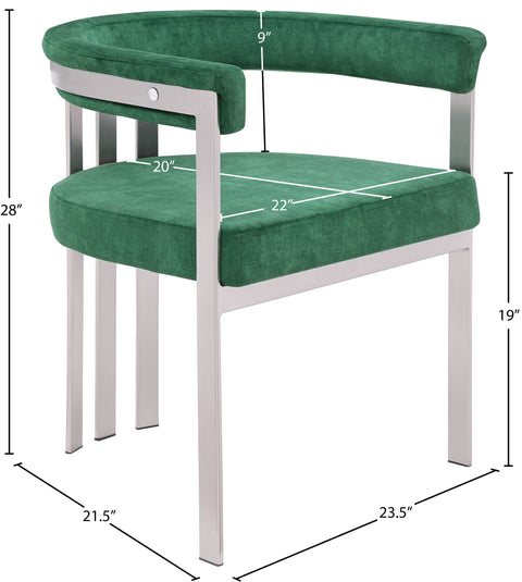 Giselle Green Stone Velvet Upholstered Dining Chair, 2-Piece