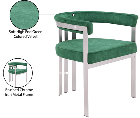 Giselle Green Stone Velvet Upholstered Dining Chair, 2-Piece