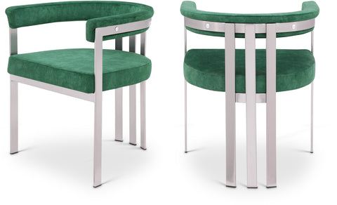 Giselle Green Stone Velvet Upholstered Dining Chair, 2-Piece