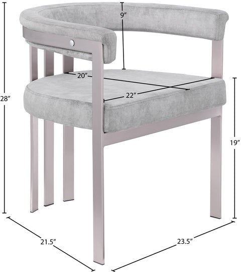 Giselle Grey Stone Velvet Upholstered Dining Chair, 2-Piece