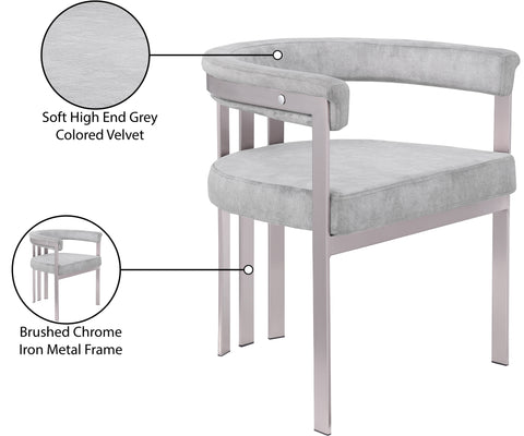 Giselle Grey Stone Velvet Upholstered Dining Chair, 2-Piece