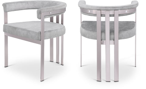 Giselle Grey Stone Velvet Upholstered Dining Chair, 2-Piece