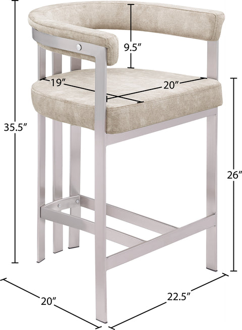 Giselle Beige Velvet Upholstered Counter Stool, 2-Piece (Style 2)