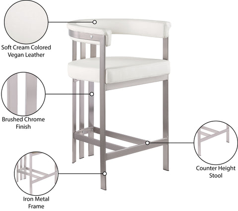 Giselle Cream Velvet Upholstered Counter Stool, 2-Piece