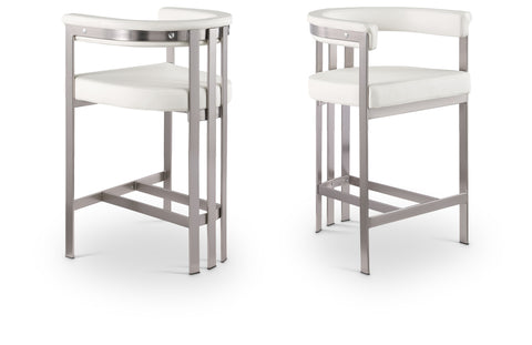 Giselle Cream Velvet Upholstered Counter Stool, 2-Piece