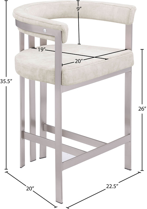 Giselle Stone Velvet Upholstered Counter Stool, 2-Piece (Style 2)