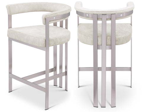 Giselle Stone Velvet Upholstered Counter Stool, 2-Piece (Style 2)