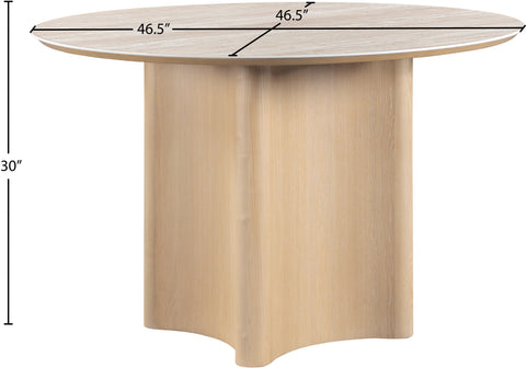 Iris 46.5" Natural Travertine Sintered Stone Top And Oak Veneer Base Dining Table, 1 Piece