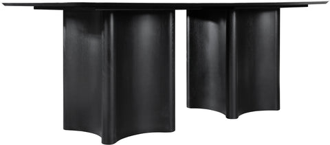 Iris 78" Black Travertine Sintered Stone Top And Oak Veneer Base Dining Table, 1 Piece