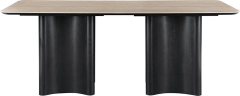 Iris 78" Black Travertine Sintered Stone Top And Oak Veneer Base Dining Table, 1 Piece