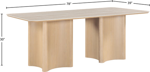 Iris 78" Natural Travertine Sintered Stone Top And Oak Veneer Base Dining Table, 1 Piece
